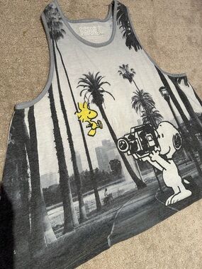 Peanuts Graphic Tank with Snoopy & Woodstock - Grey and Yellow. EUC!